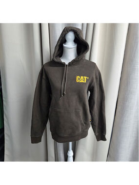 CAT Men Hoodie M Brown Fleece Activewear Long Sleeve